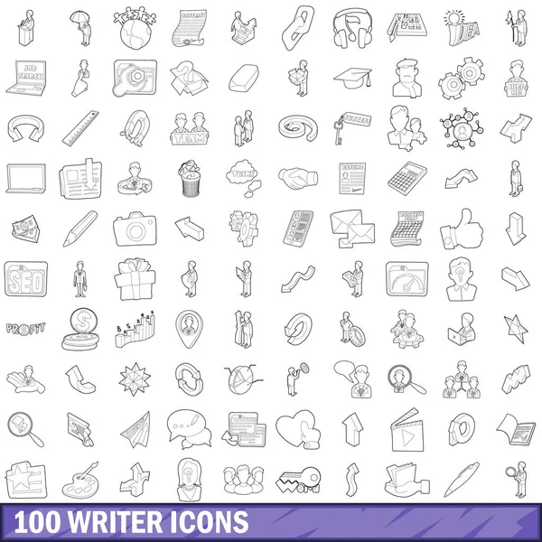 100 yazar Icons set, anahat stili