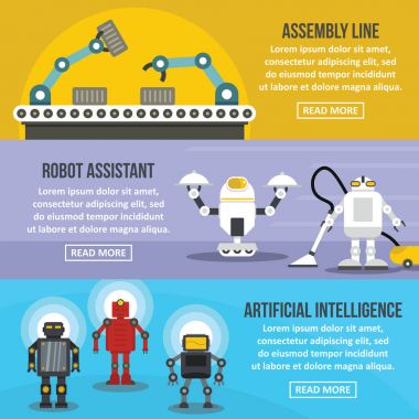 Robot asistanı afiş yatay ayarlama, düz stil