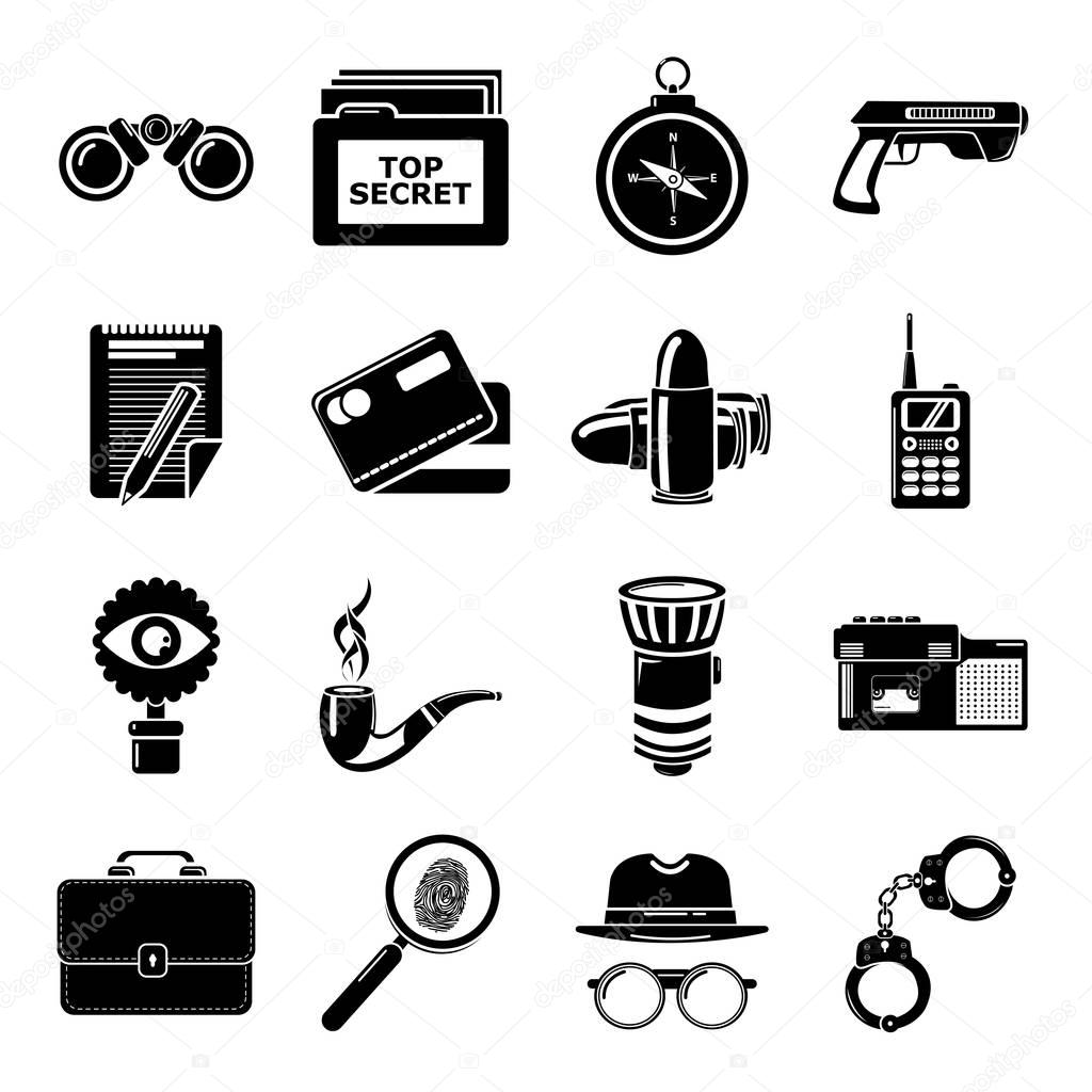 Spy icons set, simple style