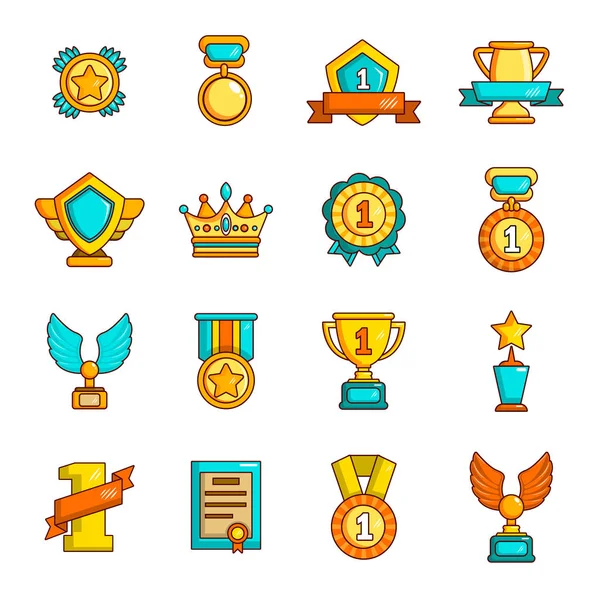 Prix médailles tasses icônes ensemble, style simple — Image vectorielle