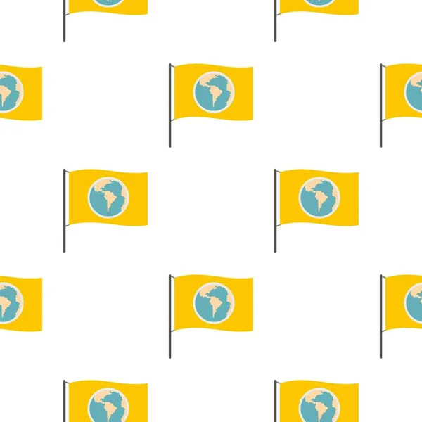 Желтый флаг с изображением шаблона земного шара — стоковый вектор