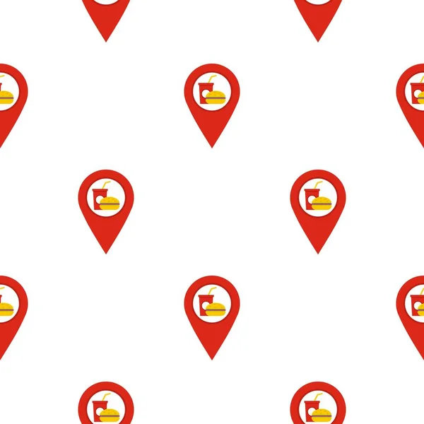 Puntero de mapa rojo con patrón de señal de comida rápida plana — Archivo Imágenes Vectoriales