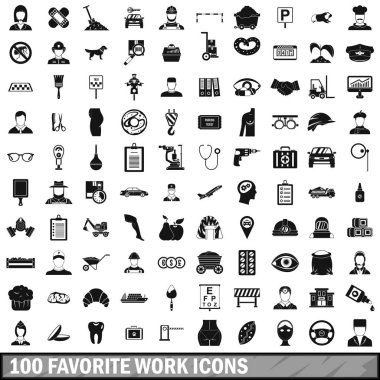 100 favori iş Icons set, basit tarzı