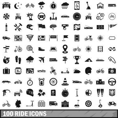 100 Icons set, basit tarzı binmek