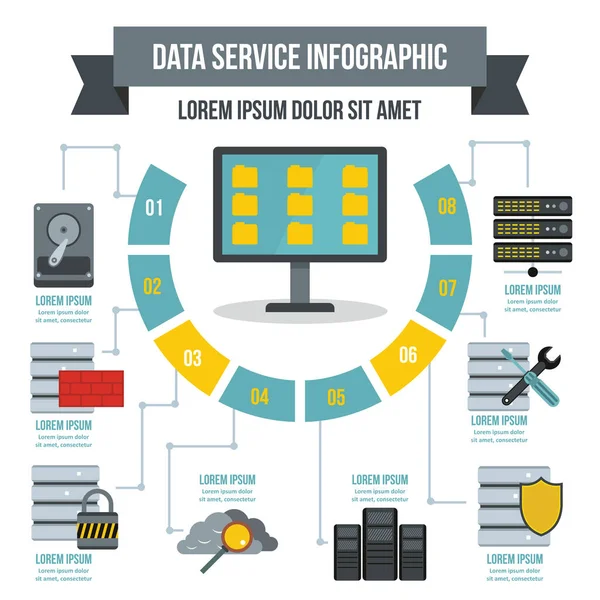 Data service infographic concept, flat style
