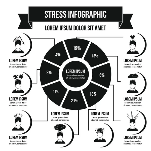 스트레스 infographic 개념, 간단한 스타일 — 스톡 벡터