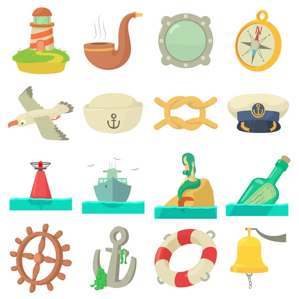 Deniz deniz Icons set, karikatür tarzı