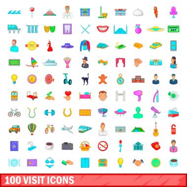 100 Icons set, karikatür tarzı ziyaret