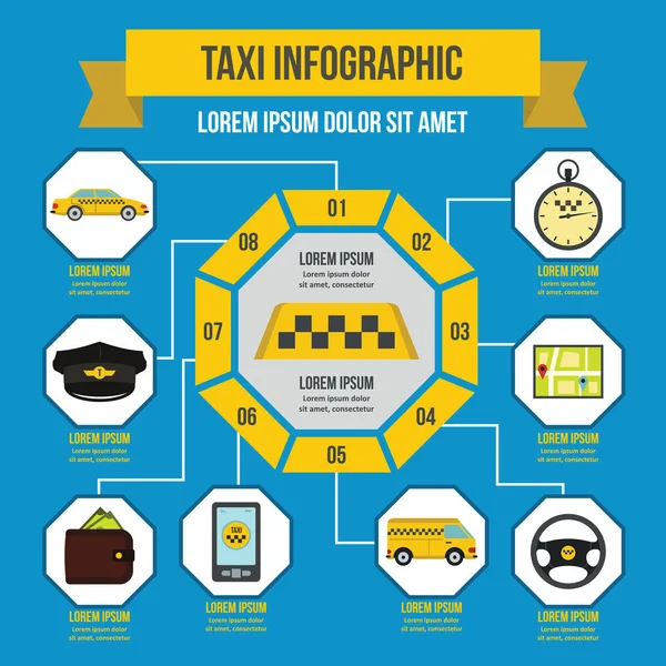 Táxi conceito infográfico, estilo plano —  Vetores de Stock