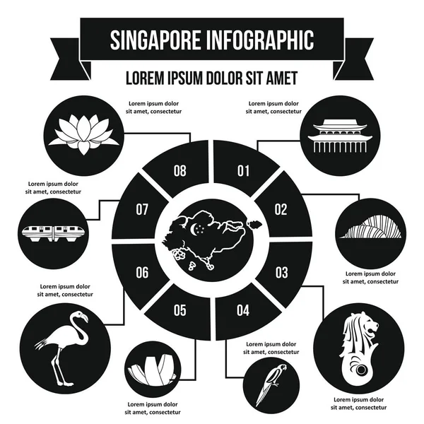 Singapur infografika koncept, jednoduchý styl — Stockový vektor