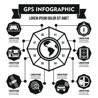 GPS navigasyon Infographic kavramı, basit tarzı