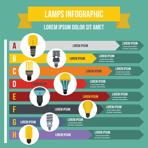 Lampy infografika koncept, plochý — Stockový vektor