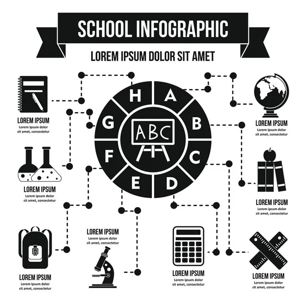 Concepto de infografía escolar, estilo simple — Vector de stock