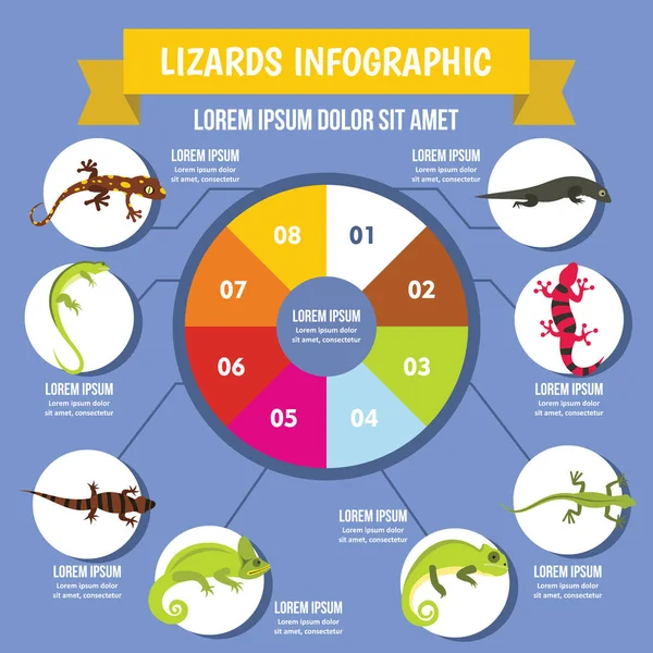 Kertenkele Infographic kavramı, düz stil