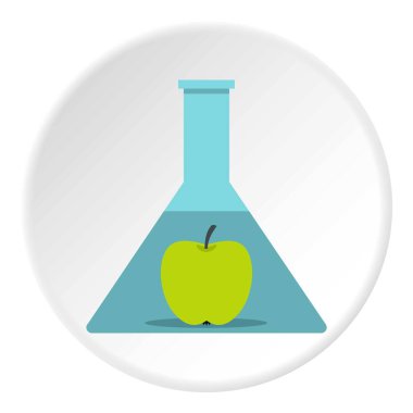 Cam test şişesi simgesini daire içinde yeşil elma