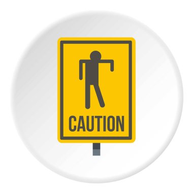 Sarı uyarı zombi işareti simgesi daire