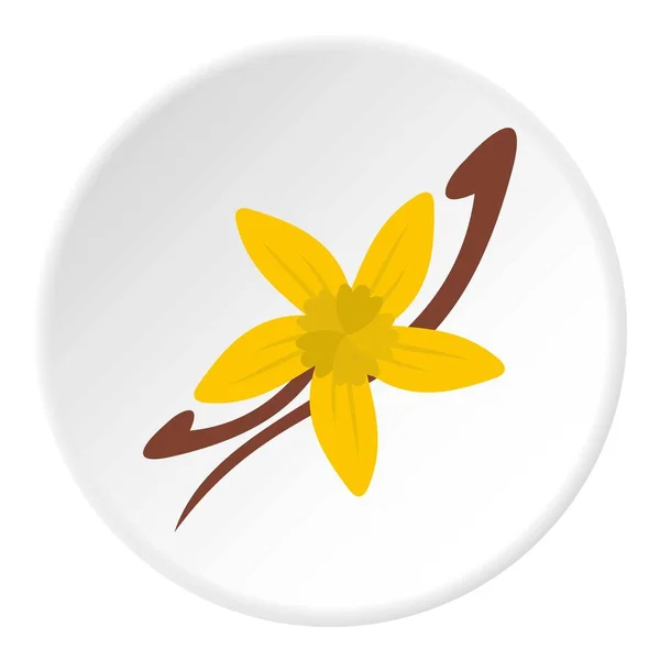 Vanille peulen en bloem pictogram cirkel — Stockvector