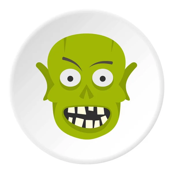 Verde zombi cabeza icono círculo — Archivo Imágenes Vectoriales