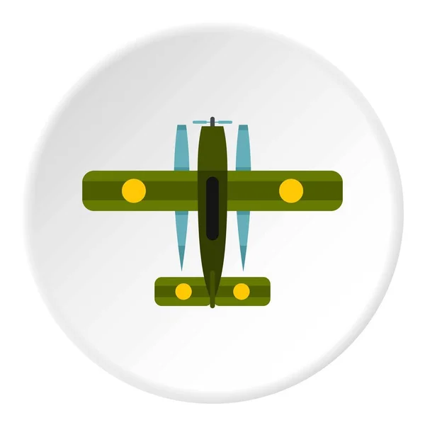 Círculo de ícone biplano militar — Vetor de Stock