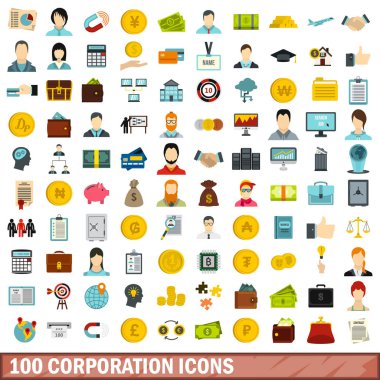 100 şirketi simgeler kümesi, stil düz