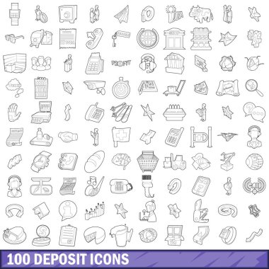 100 depozito Icons set, anahat stili
