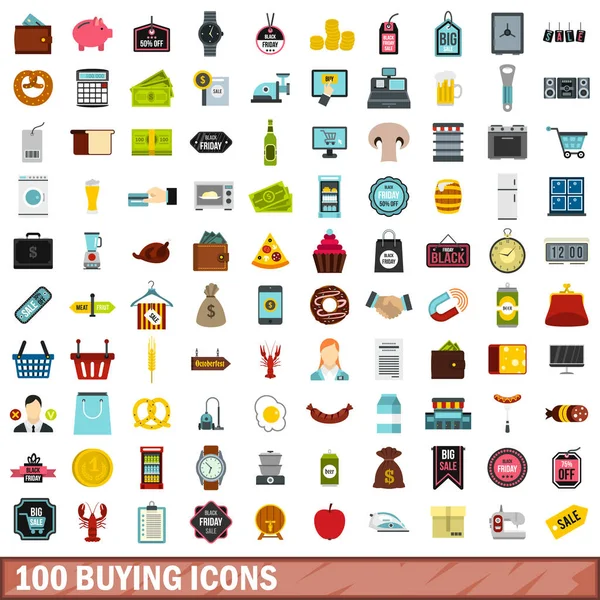 100 simgeler kümesi, düz stil satın alma