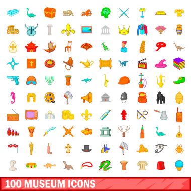100 müze simgesi, çizgi film tarzı