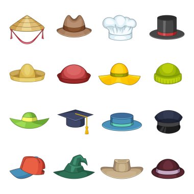 Şapka kap Icons set, karikatür tarzı