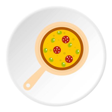 Pizza üzerinde yuvarlak kurulu simgesi daire