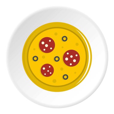 Sosis ve zeytin simgesini daire pizza