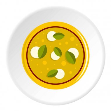 Pizza ile peynir ve fesleğen simgesini daire