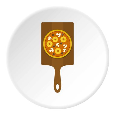 Ananas, mantar, zeytin simgesi ile lezzetli pizza