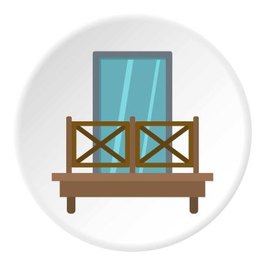 Ahşap çit simgesini daire balkon