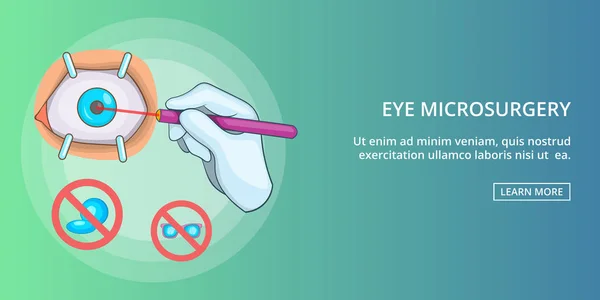 Bannière de microchirurgie pour les yeux horizontale, style dessin animé — Image vectorielle