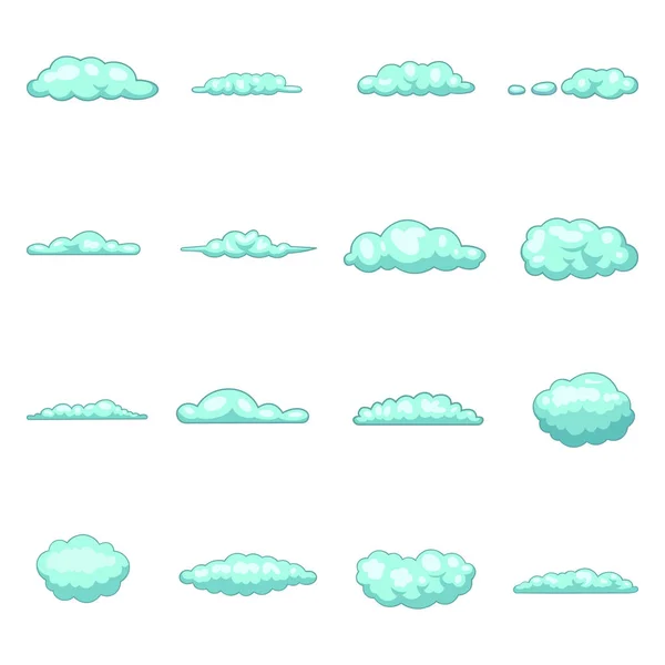 Ensemble d'icônes Nuages, style dessin animé — Image vectorielle