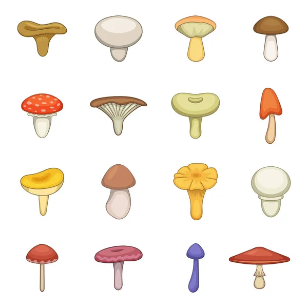 Conjunto de ícones de cogumelos, estilo cartoon — Vetor de Stock