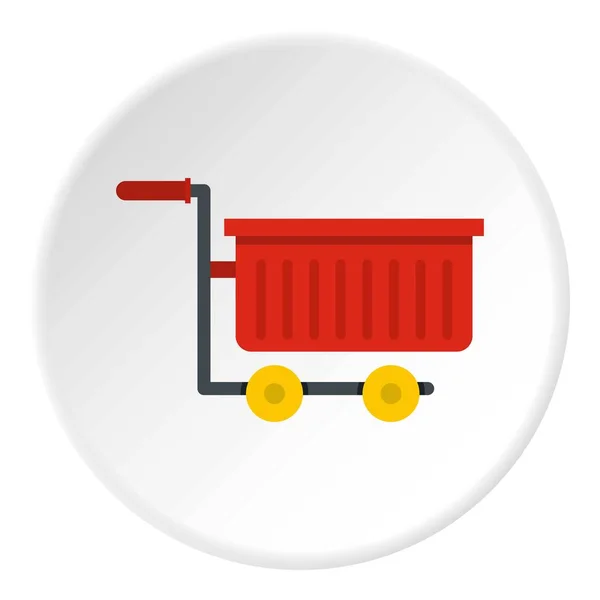 Lege rode kunststof winkelen trolley pictogram cirkel — Stockvector