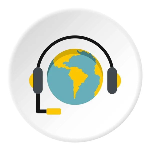 Globo com fone de ouvido ícone círculo — Vetor de Stock