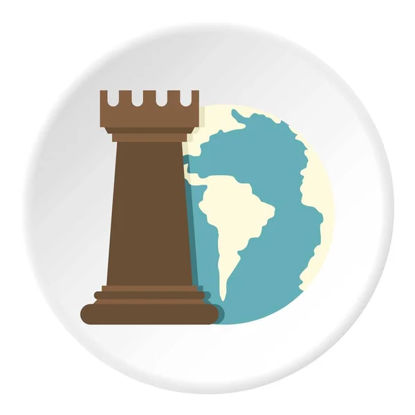 Круг значков "Земля и шахматная ладья" — стоковый вектор