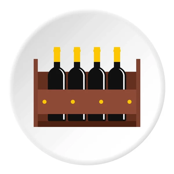 Bottiglie di vino in una cassa di legno icona cerchio — Vettoriale Stock