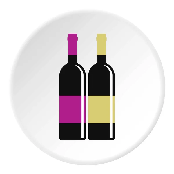 Botellas de vino tinto y blanco icono círculo — Vector de stock