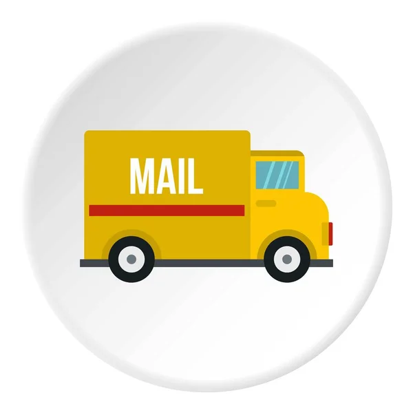 Gele mail vrachtwagen pictogram cirkel — Stockvector