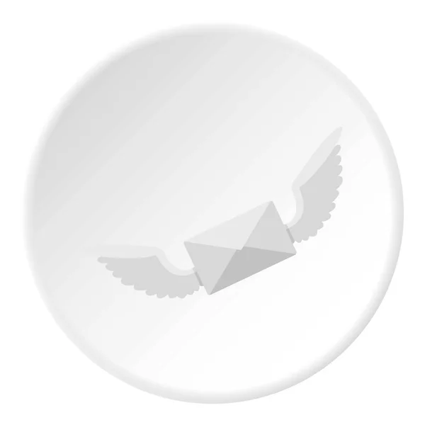 두 날개 아이콘 원이 흰색 봉투 — 스톡 벡터