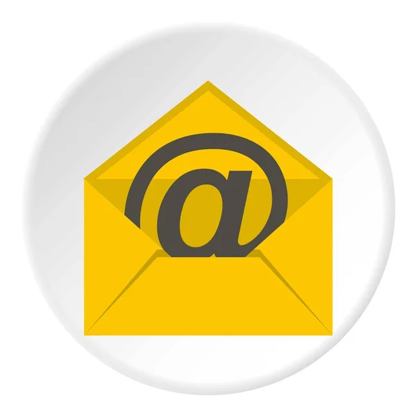Желтый конверт с кругом значка электронной почты — стоковый вектор