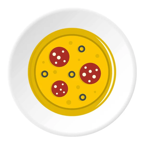 Pizza med korv och Oliver ikonen cirkel — Stock vektor