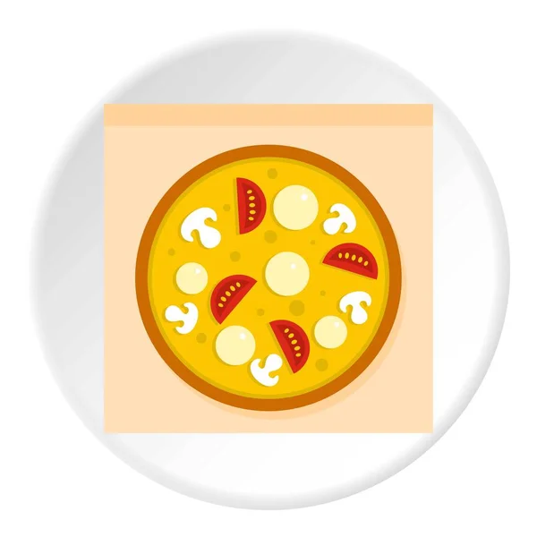Pizza con salsicce, pomodori e funghi icona — Vettoriale Stock