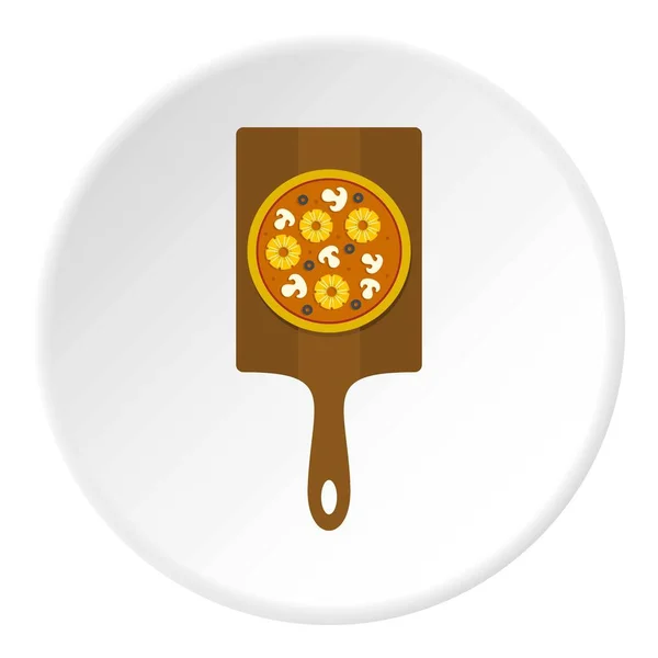Pizza saborosa com abacaxi, cogumelos, ícone de azeitonas — Vetor de Stock