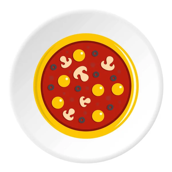 Pizza z żółtka, oliwki, pieczarki, pomidor ikona — Wektor stockowy