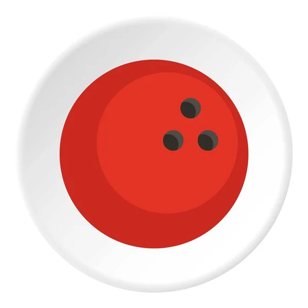 Rode Gemarmerde bowling bal pictogram cirkel — Stockvector