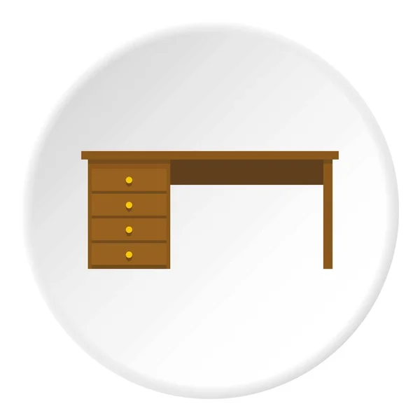 Lingkaran ikon meja kayu - Stok Vektor